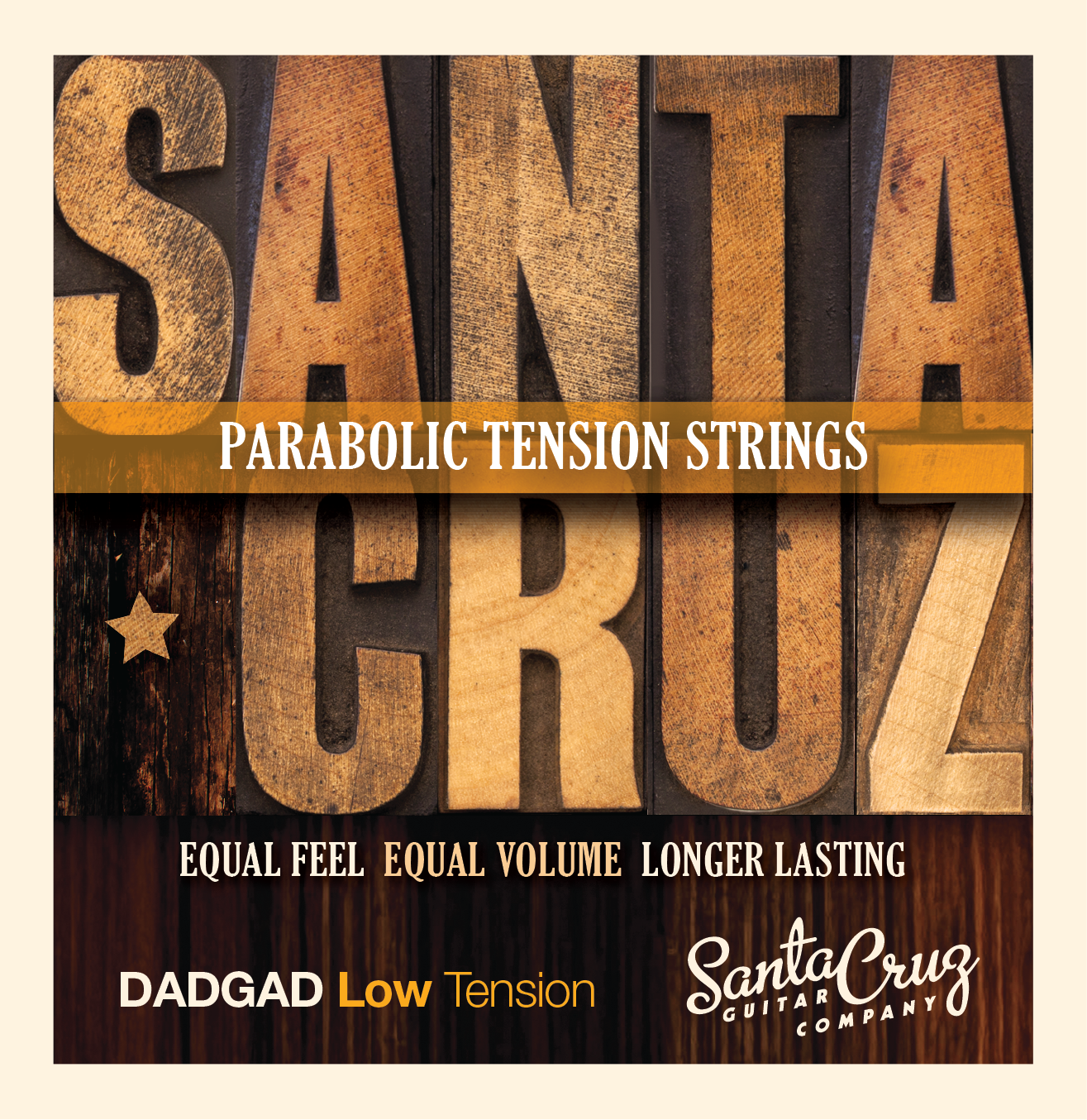 Santa Cruz Parabolic Tension Strings - DADGAD (Low Tension)